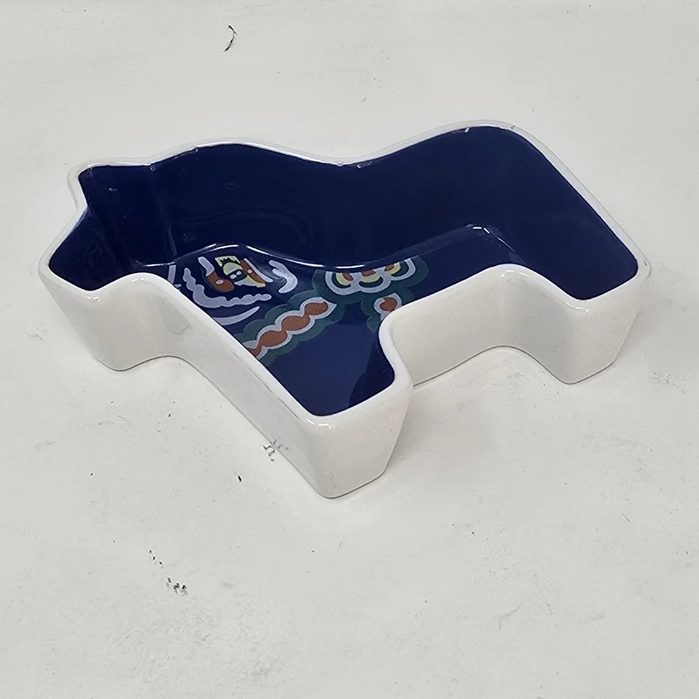 Sagaform Dala horse dish‎ bowl blue Ylva Olsson Design Sweden Swedish folk art